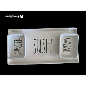 Rae Dunn Artisan Collection SUSHI Wasabi Ginger Bowls EUC Ceramic Collectable